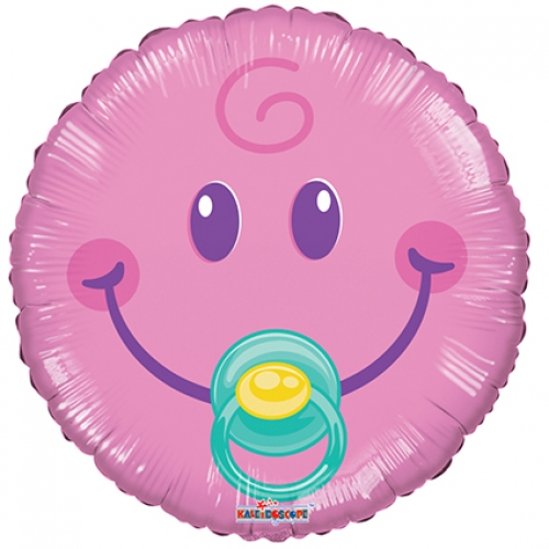 9 inch MiniFoil balloon featuring a cheerful pink Smiley Girl design.