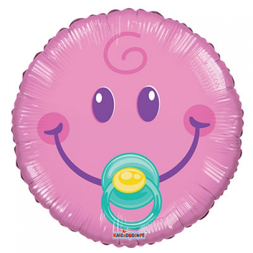 4 inch Micro foil balloon featuring a pink Baby Girl design.