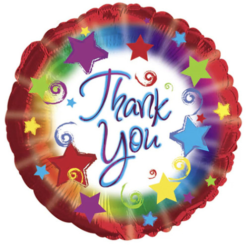 9 inch MiniFoil balloon featuring a colourful Thank You Burst design.