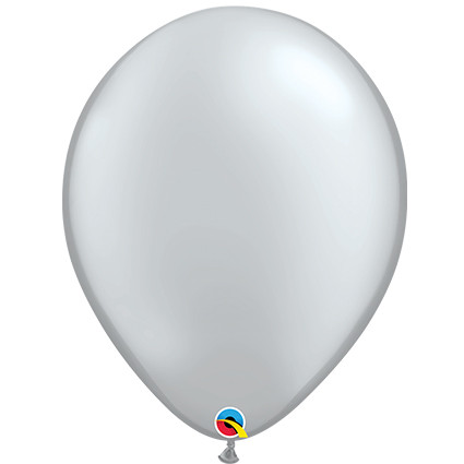 Metallic silver 16 inch round latex balloon.