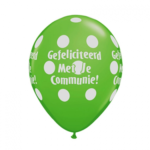 11 inch Spring Green printed latex balloons featuring a Communie Big Polka Dots design.
