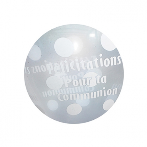 11 inch Diamond Clear printed latex balloons featuring a Communion Big Polka Dots design.