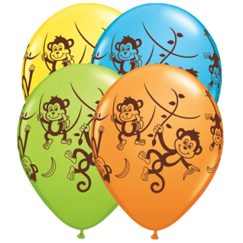 qualatex printed latex balloons mischievous monkeys assorted 11 inch all around print biodegradable natural latex 25 pack