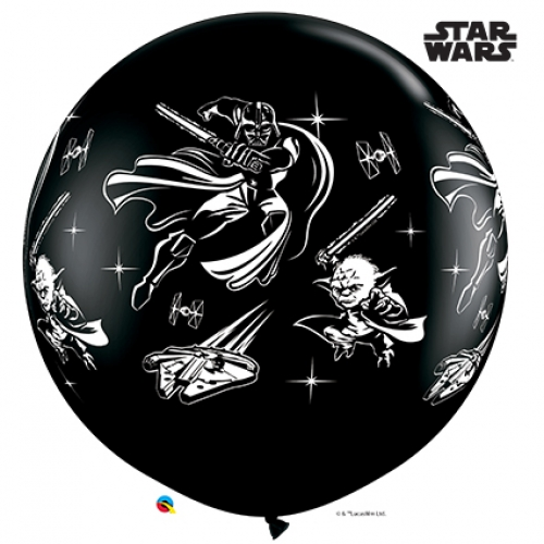 36 inch printed latex balloons featuring Star Wars Darth Vader and Yoda.