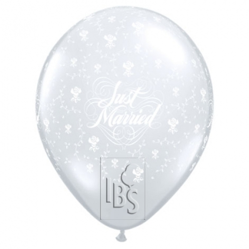 qualatex printed latex balloons just married flowers diamond clear 5 inch all around print biodegradable natural latex 100 pack