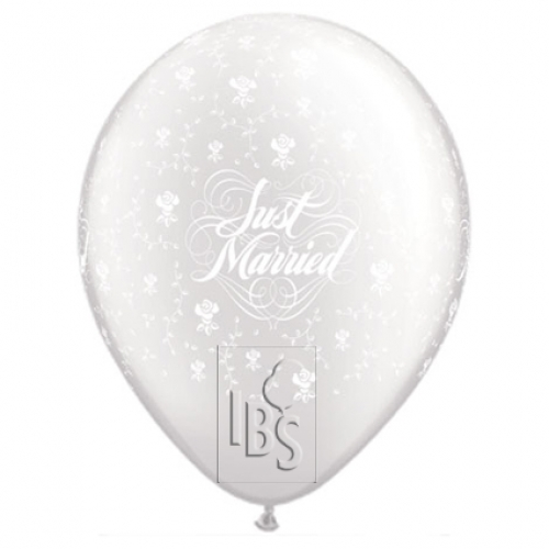 qualatex printed latex balloons just married pearl white 16 inch all around print biodegradable natural latex 25 pack