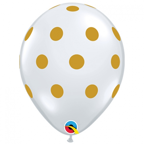 11 inch Diamond Clear printed latex balloons featuring Big Polka Dots.