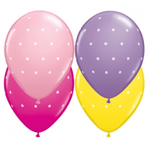 11 inch printed latex balloons featuring a Small Polka Dots design.