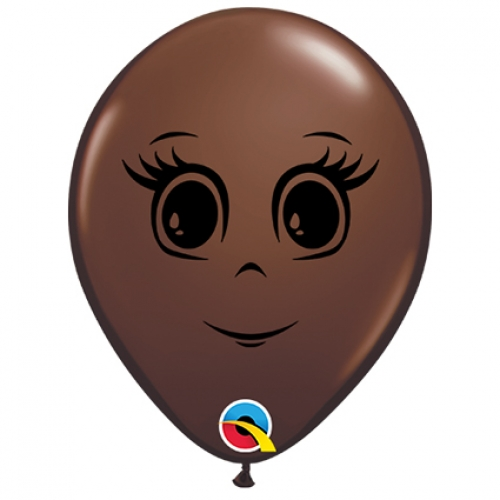 5 inch Dark Brown printed latex balloons featuring a female face design.