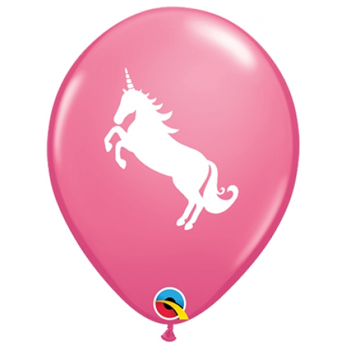 11 inch Rose printed latex balloons featuring a Unicorn design.