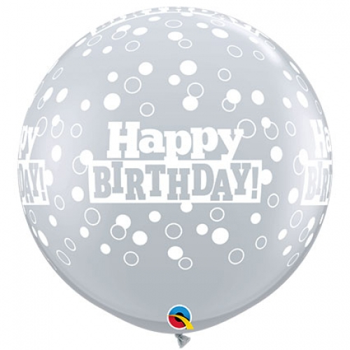 36 inch Diamond Clear printed latex balloons featuring a Birthday Confetti Dots design.