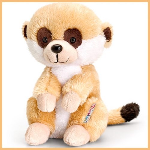 Meerkat plush toy with soft tan and cream fabric, detailed facial features and a cuddly character design. Suitable for gifts, hampers, children's presents and retail displays.