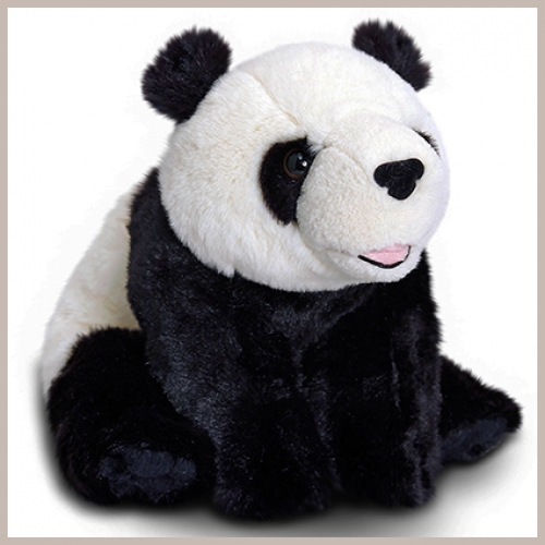 Panda plush toy with soft black and white fabric, detailed facial features and a cuddly character design. Suitable for gifts, hampers, children's presents and retail displays.