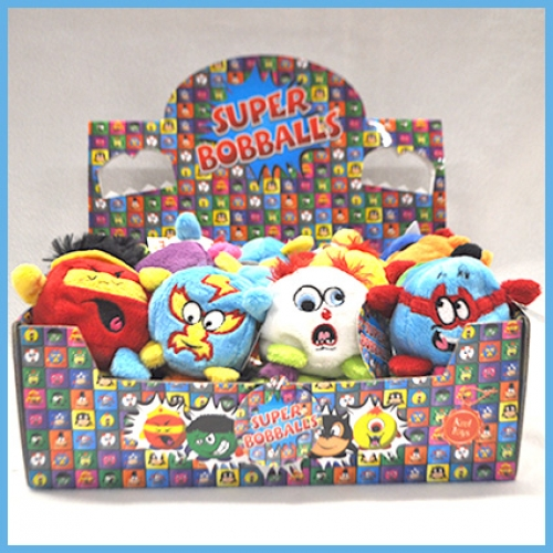 Assorted Super Bobballs plush toy collection with colourful character designs in soft plush fabric. Suitable for gifts, party giveaways, prizes and retail displays.