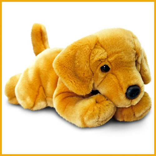 Labrador dog plush toy with soft fabric, realistic facial features and a cuddly design. Suitable for gifts, hampers, children's presents and retail displays.