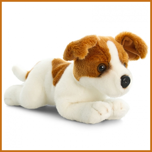 Jack Russell Terrier plush toy with soft fabric, detailed facial features and a cuddly design. Suitable for gifts, hampers, children's presents and retail displays.