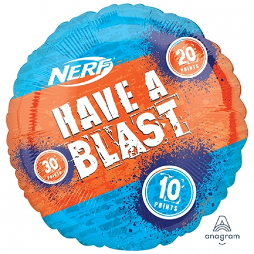 28 inch jumbo foil balloon featuring a Nerf Have a Blast! design.