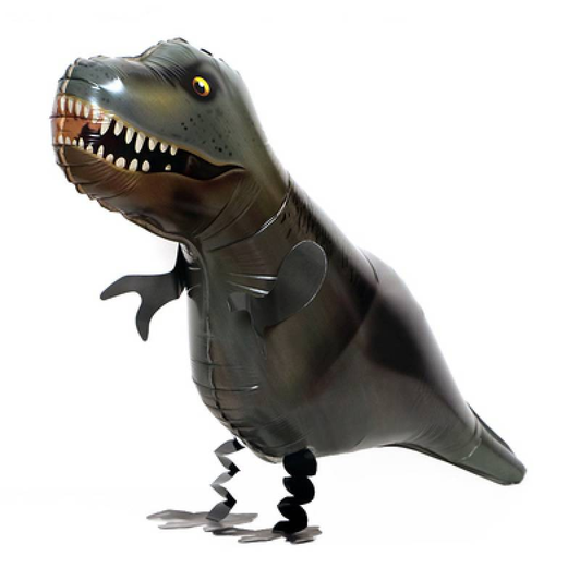 38 inch AirWalker foil balloon featuring a walking T-Rex dinosaur design.