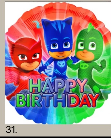 17 inch foil balloon featuring PJ Masks characters with a Happy Birthday design.