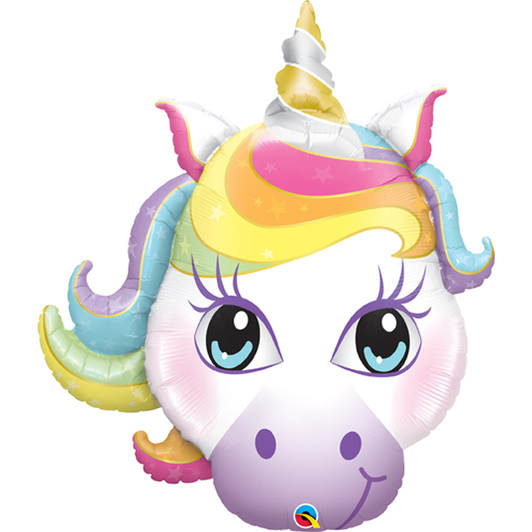 35 inch Microfoil balloon featuring a colourful Unicorn design.