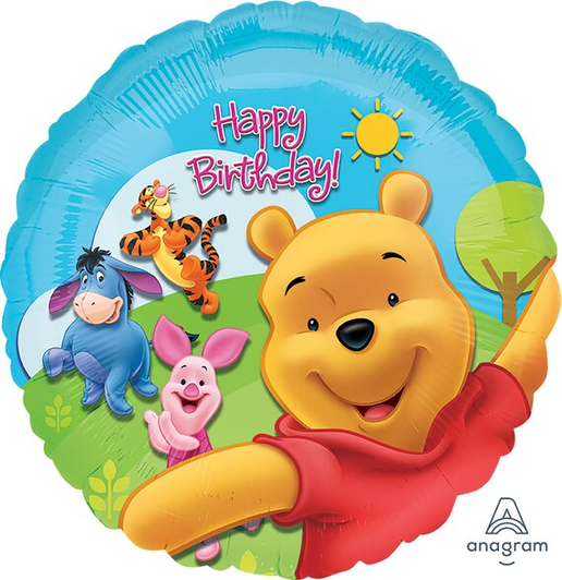 17 inch foil balloon featuring Winnie the Pooh in a colourful Disney design.