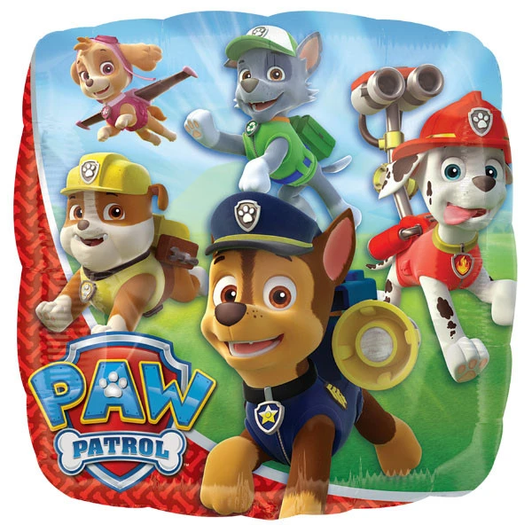 17 inch foil balloon featuring a colourful Paw Patrol character design.