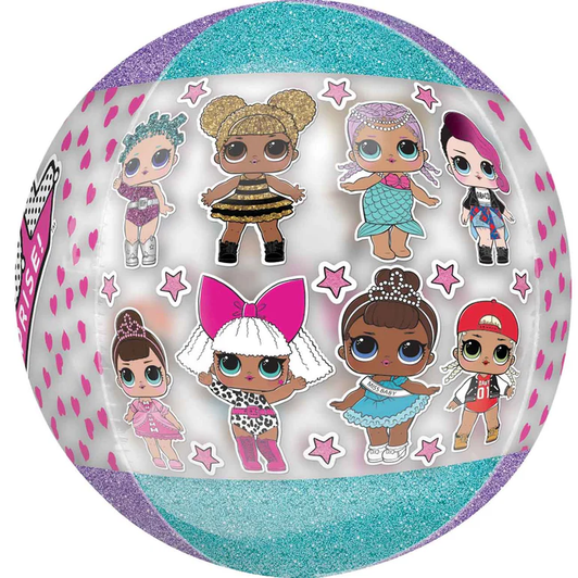16 inch spherical Orbz foil balloon featuring a colourful LOL Surprise! design.