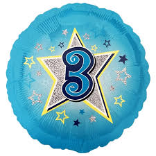 18 inch blue foil balloon featuring the number 3.