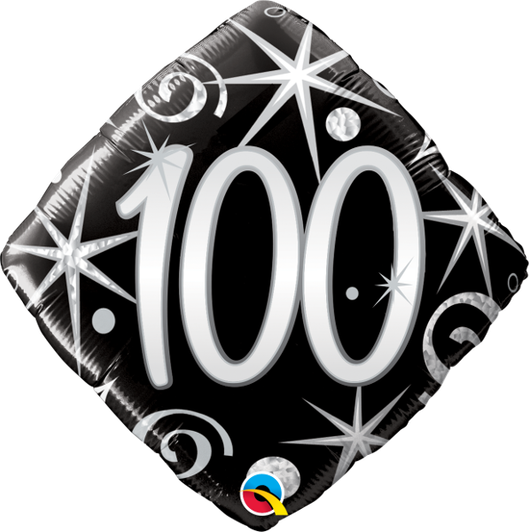 18 inch foil balloon featuring an elegant number 100 design.