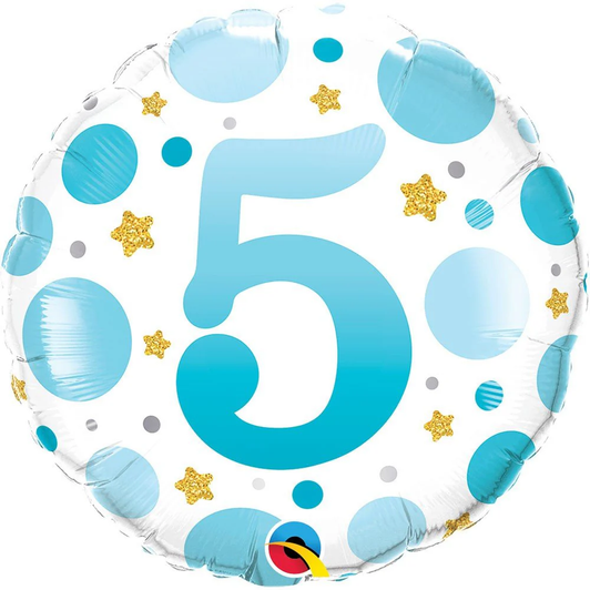 18 inch foil balloon featuring a Blue & Gold number 5 design.