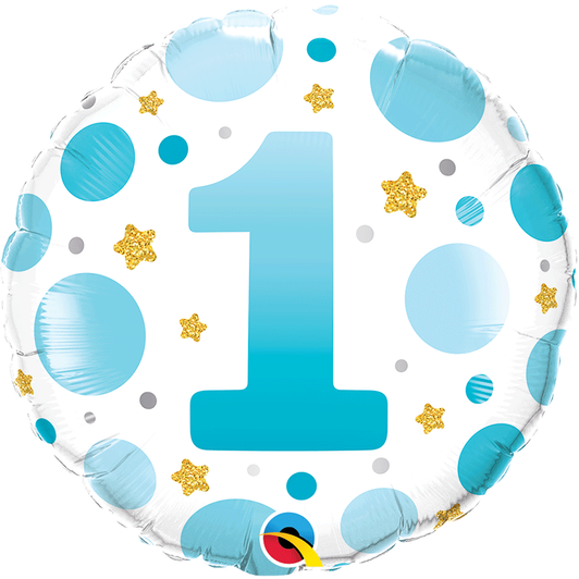 18 inch foil balloon featuring a Blue & Gold number 1 design.
