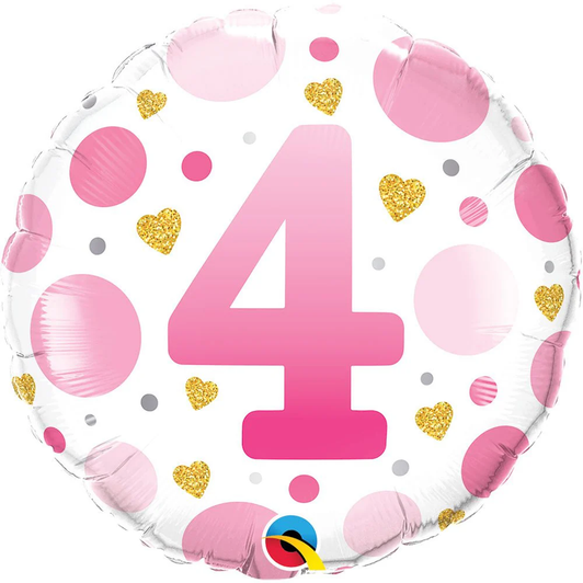 18 inch foil balloon featuring a Pink & Gold number 4 design.