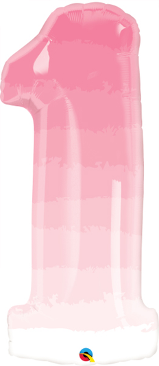 37 inch number 1 foil balloon featuring a Pink Ombre finish.