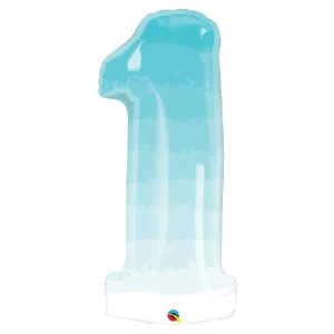 33 inch number 1 foil balloon featuring a Blue Ombre finish.