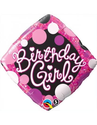 18 inch foil balloon featuring a Birthday Girl design.