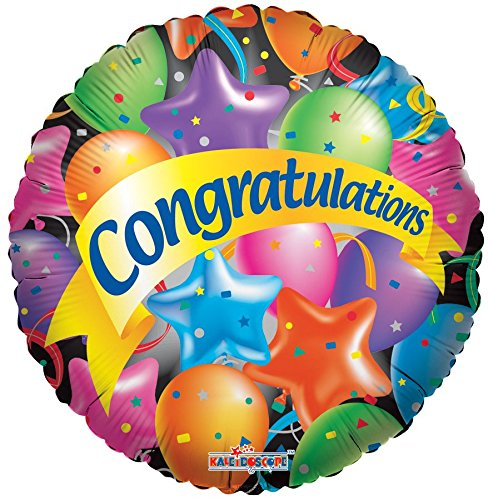 35 inch foil balloon featuring a colourful Congratulations message with decorative stars.