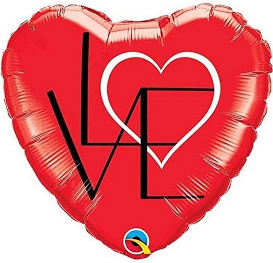 18 inch heart-shaped foil balloon featuring a romantic Love design.
