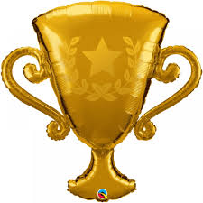39 inch foil balloon featuring a metallic Golden Trophy design.