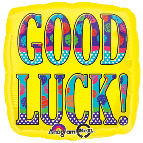 28 inch jumbo foil balloon featuring a colourful Good Luck design.