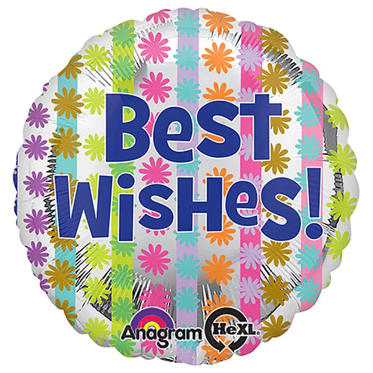 17 inch foil balloon featuring a colourful Best Wishes design.