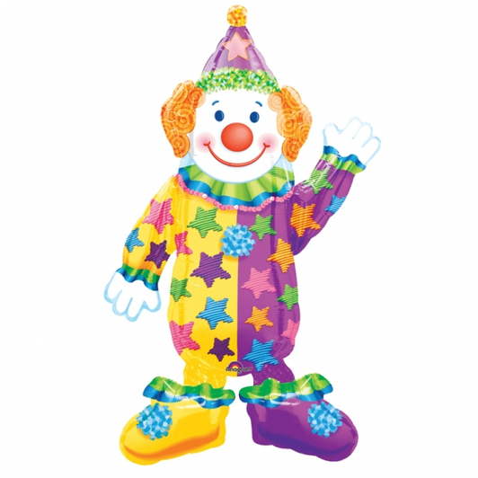 44 inch AirWalker foil balloon featuring a colourful clown character.