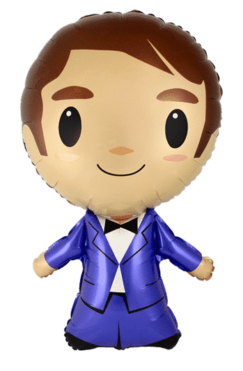 39 inch shaped foil balloon featuring a Groom character design.