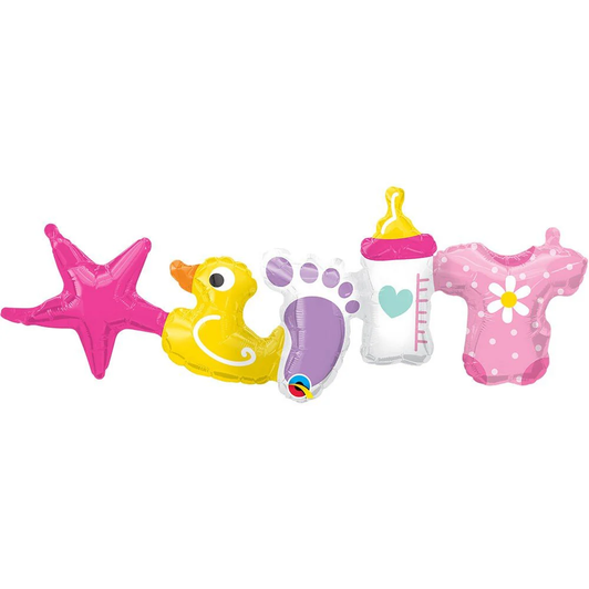 39 inch foil balloon garland featuring a decorative Baby Girl design.