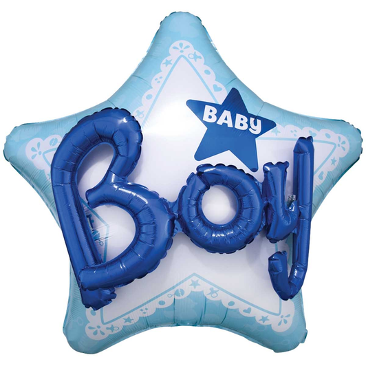 24 inch star-shaped foil balloon featuring a Baby Boy design.