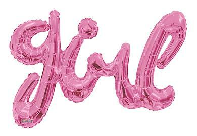 36 inch foil balloon forming the words Baby Girl in a decorative pink script design.