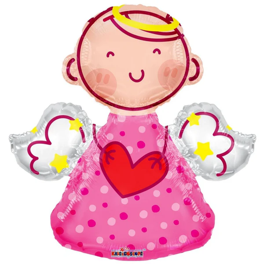 28 inch shaped foil balloon featuring a sweet Angel Girl design.