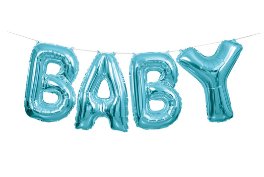 14 inch foil balloon letter banner set spelling the word Baby.