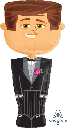 50 inch Groom AirWalker foil balloon featuring a groom character design.