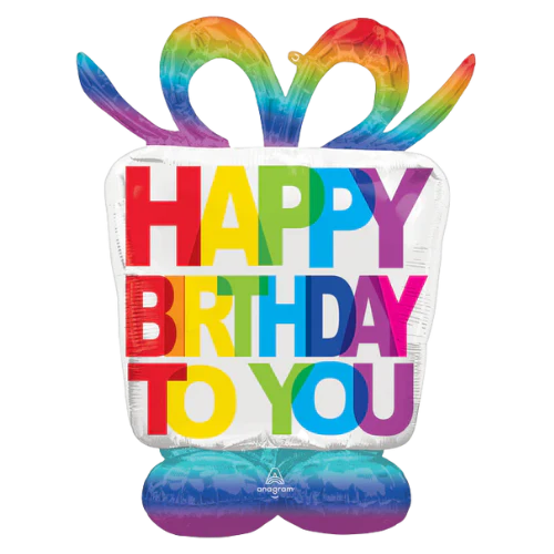 50 inch AirLoonz foil balloon featuring a colourful Happy Birthday To You design.