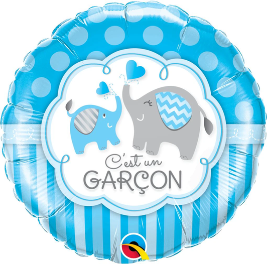 c est un garcon microfoil balloon 18 inch blue elephant baby boy balloon